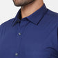 Park Avenue Men Blue Solid Slim Fit Cotton Shirt
