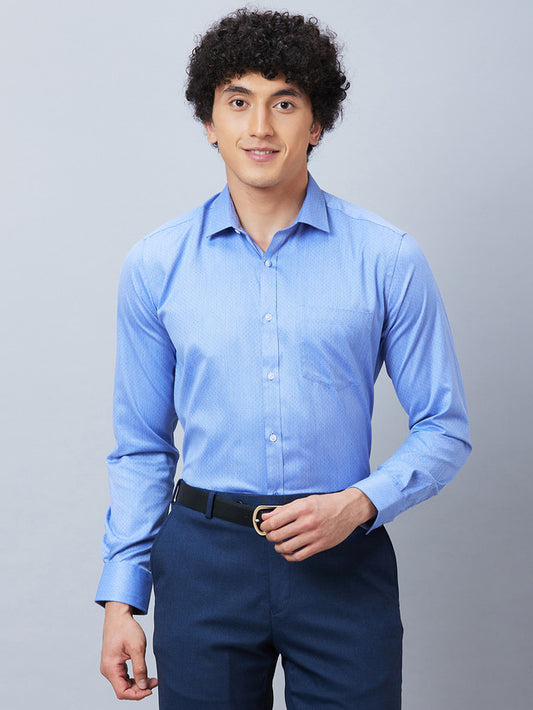 Park Avenue Blue Structure Slim Fit Polyester Blend Formal Shirt