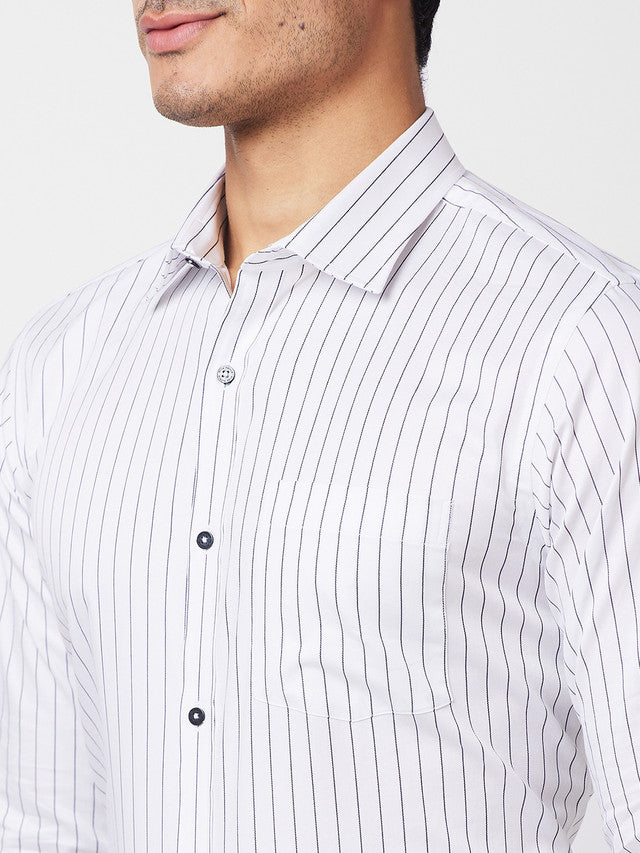 Park Avenue Black Stripe Slim Fit Cotton Formal Shirt