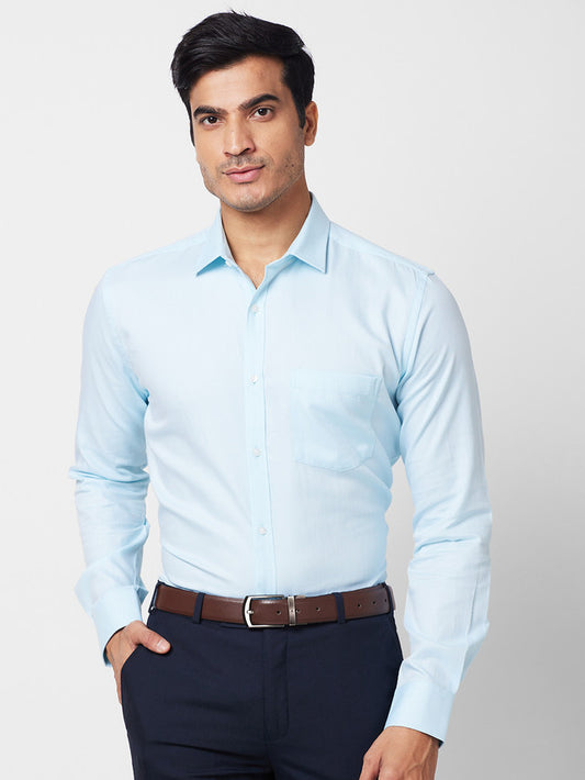 Park Avenue Green Structure Slim Fit Cotton Formal Shirt