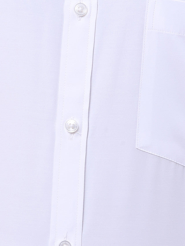 Park Avenue White Solid Slim Fit Full Sleeve Cotton Blend Shirt