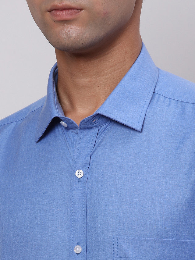 Park Avenue Blue Fil-A-Fil Slim Fit Full Sleeve Cotton Blend Shirt