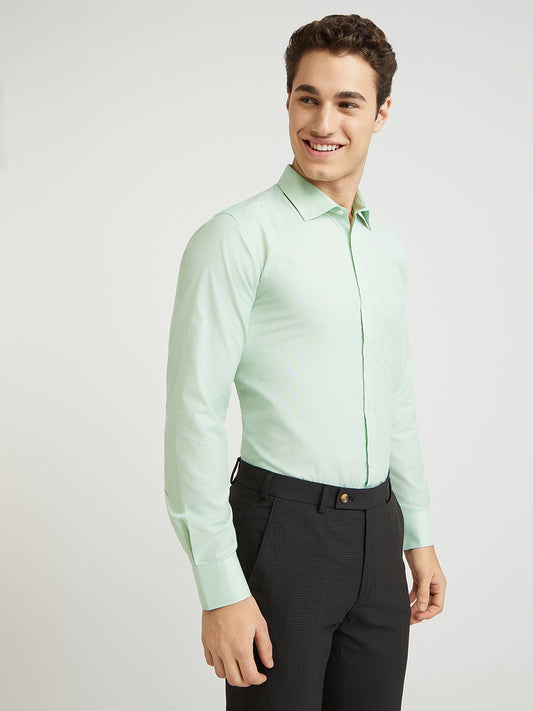 Park Avenue Green Fil-A-Fil Slim Fit Cotton Blend Formal Shirt