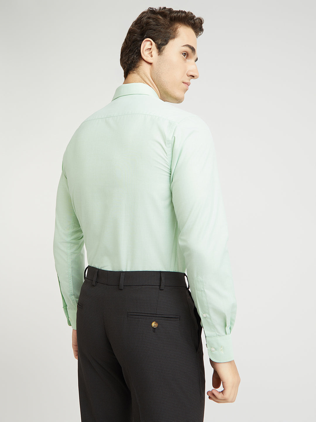 Park Avenue Green Fil-A-Fil Slim Fit Cotton Blend Formal Shirt