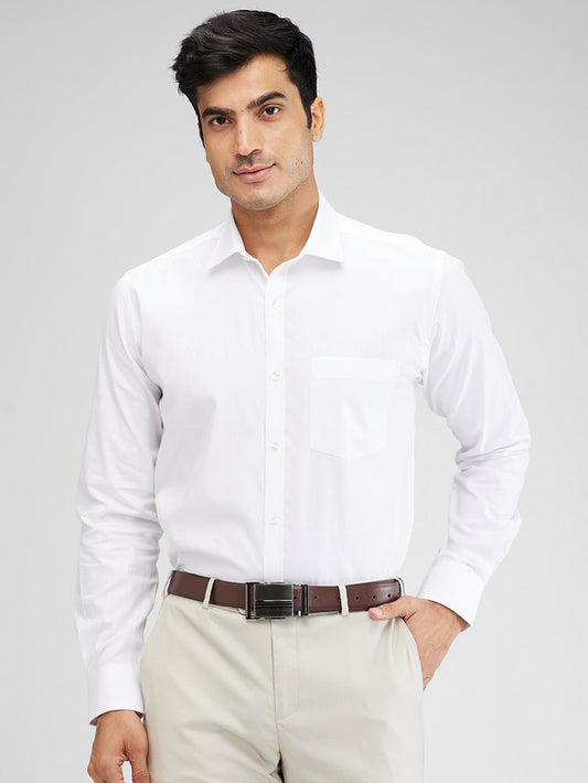 Park Avenue White Structure Slim Fit Cotton Blend Formal Shirt