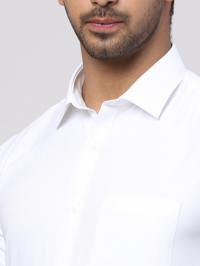 Park Avenue White Structure Slim Fit Cotton Blend Formal Shirt