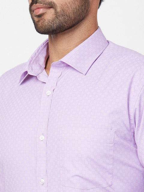 Park Avenue Men Purple Checks Slim Fit Cotton Blend Formal Shirt