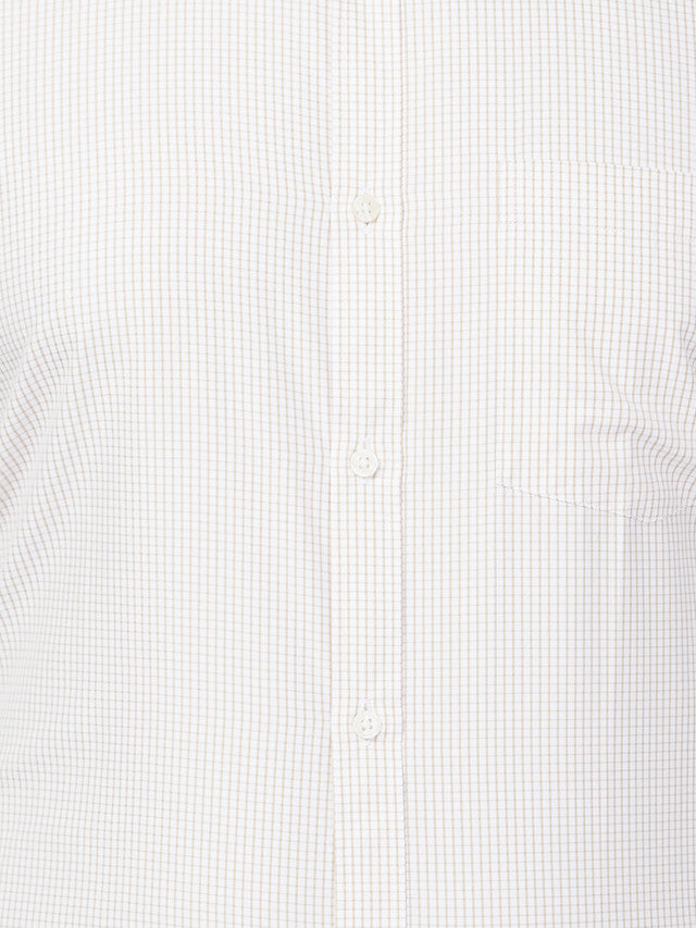 Park Avenue Men White Checkered Slim Fit Polyester Blend Formal Shirt