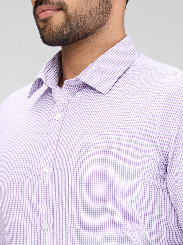 Park Avenue Purple Checks Slim Fit Cotton Blend Formal Shirt