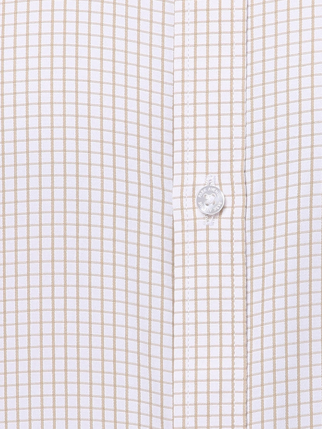 Park Avenue Beige Checks Slim Fit Cotton Blend Formal Shirt