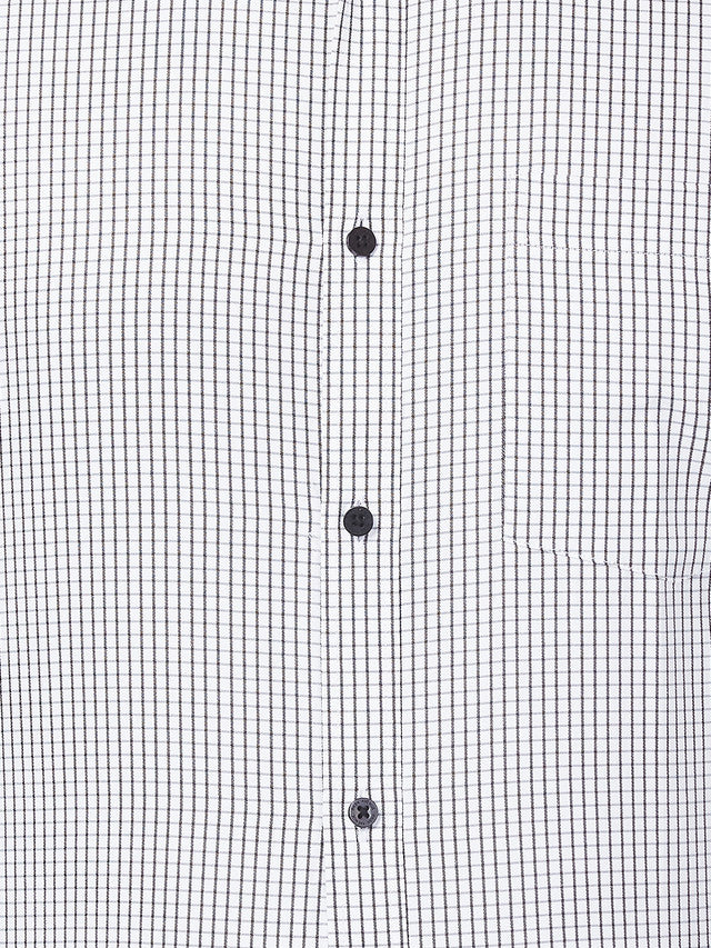 Park Avenue Men White Checkered Slim Fit Polyester Blend Formal Shirt