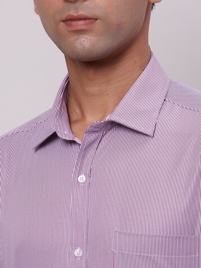 Park Avenue Purple Stripe Slim Fit Full Sleeve Cotton Blend Shirt