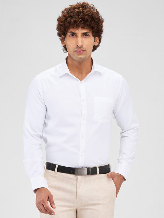 Park Avenue Men White Slim Fit Structure Formal Shirt