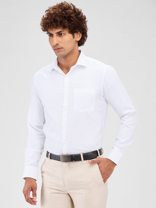 Park Avenue Men White Slim Fit Structure Formal Shirt