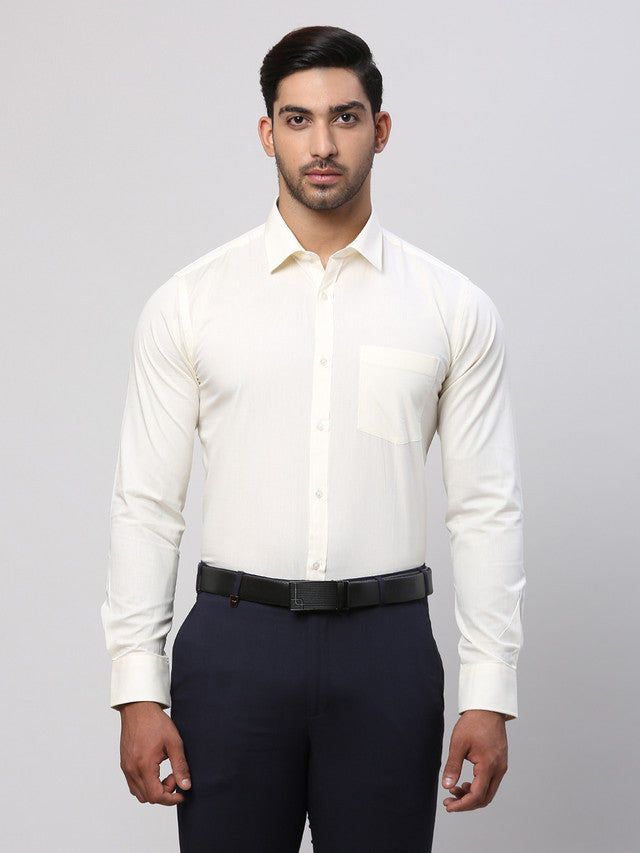 Park Avenue Men White Solid Slim Fit Formal Shirt