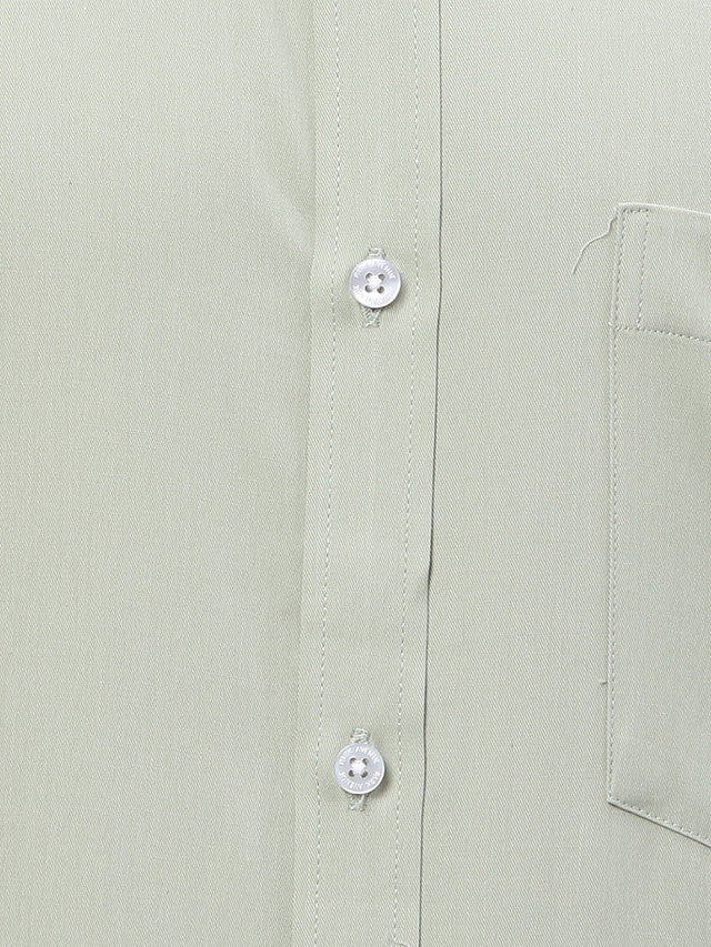 Park Avenue Green Solid Slim Fit Cotton Formal Shirt