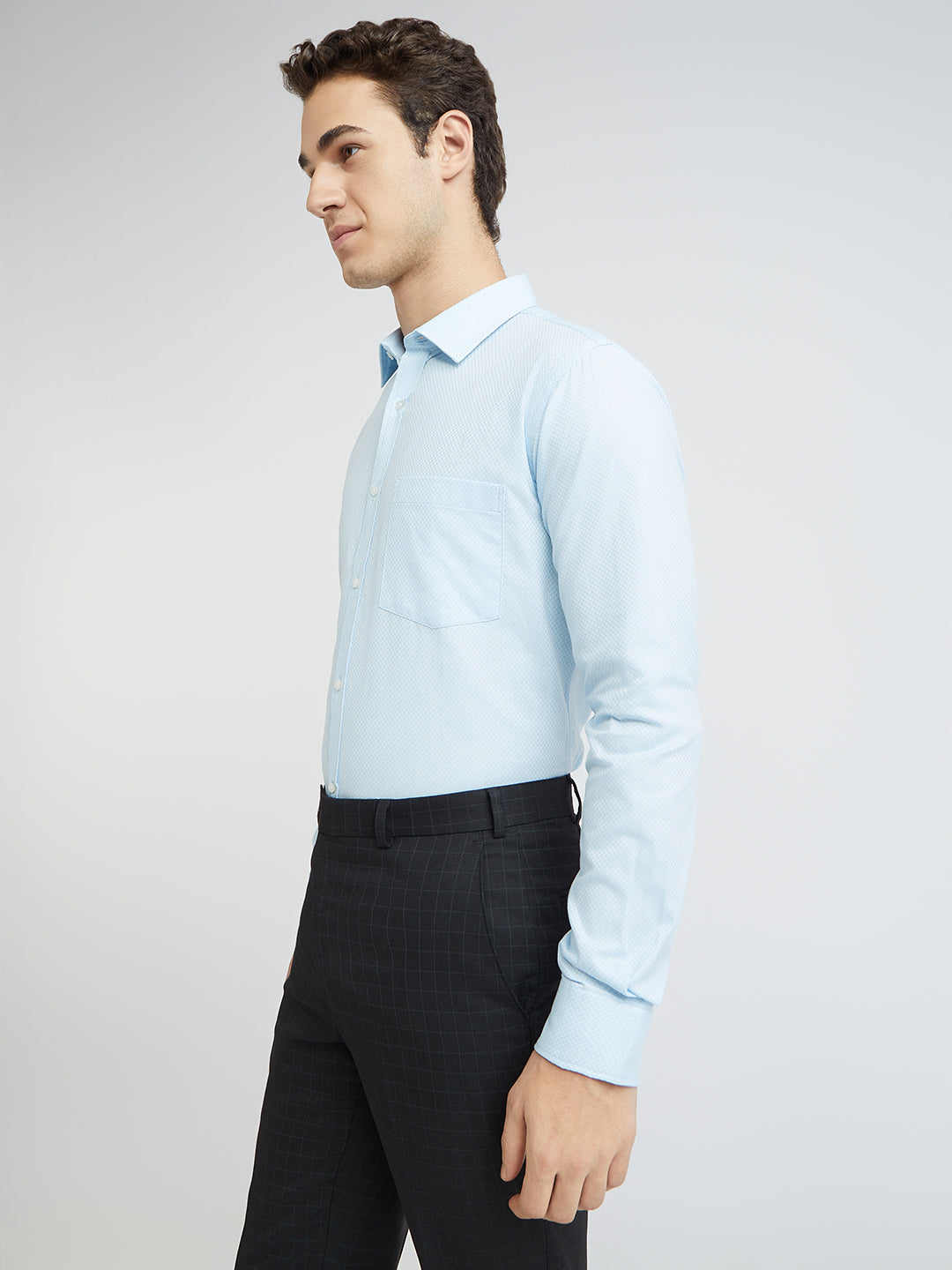 Park Avenue Blue Structure Slim Fit Cotton Formal Shirt