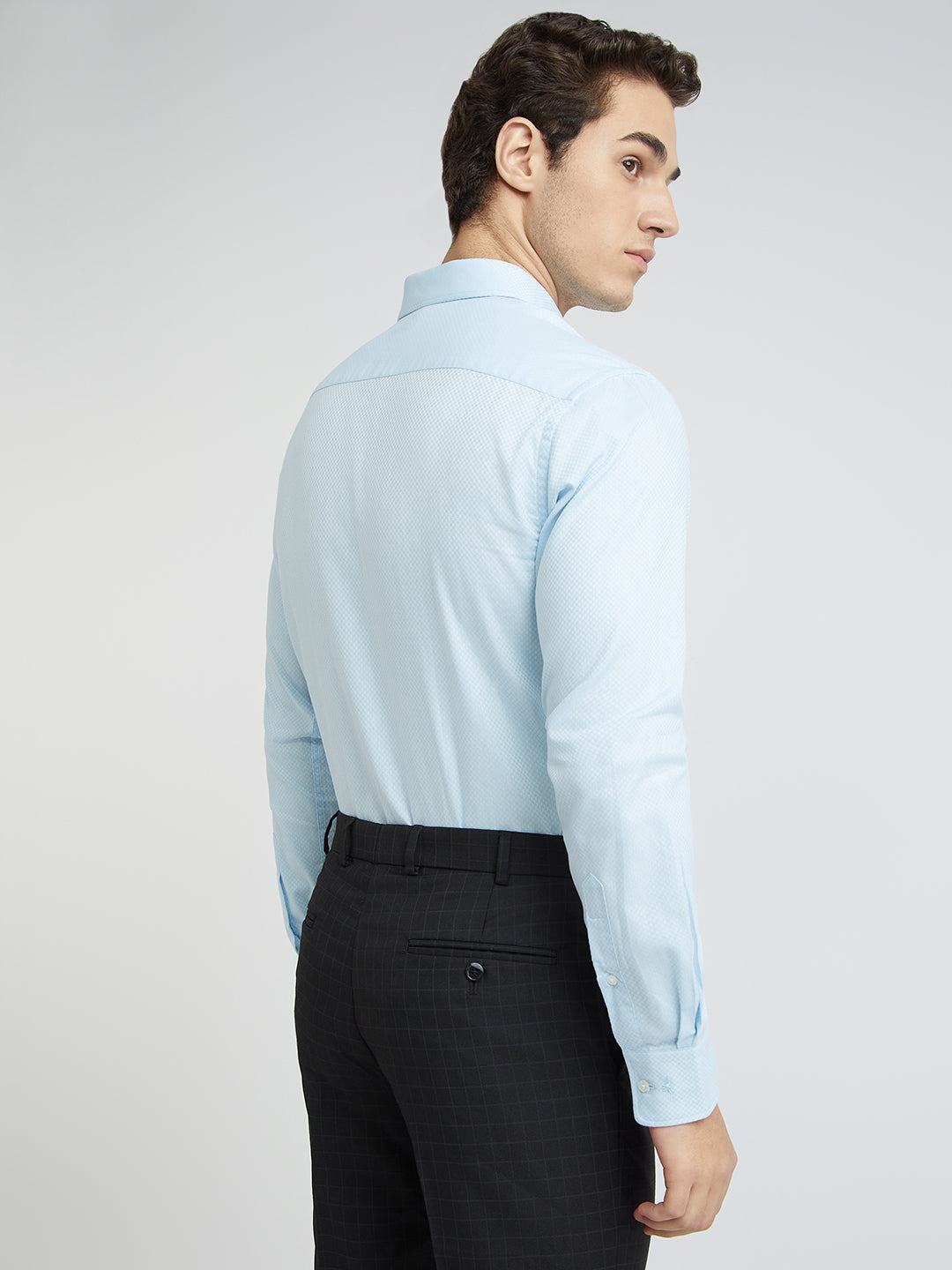 Park Avenue Blue Structure Slim Fit Cotton Formal Shirt