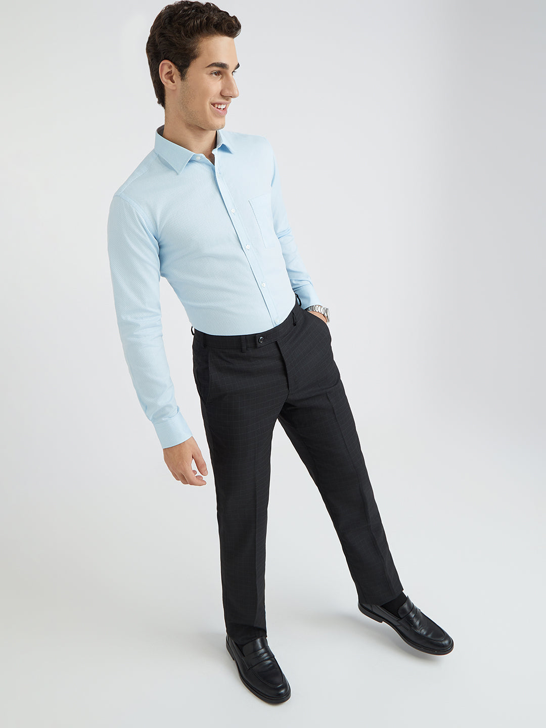 Park Avenue Blue Structure Slim Fit Cotton Formal Shirt