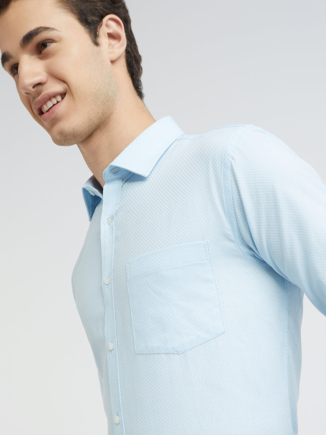 Park Avenue Blue Structure Slim Fit Cotton Formal Shirt