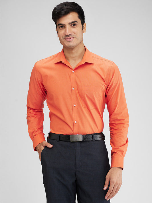 Park Avenue Men Orange Slim Fit Structure Formal Shirt
