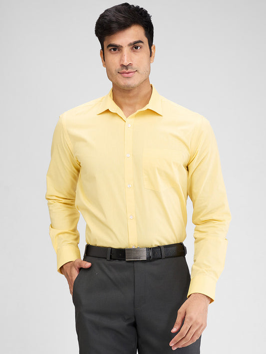 Park Avenue Yellow Structure Slim Fit Cotton Formal Shirt