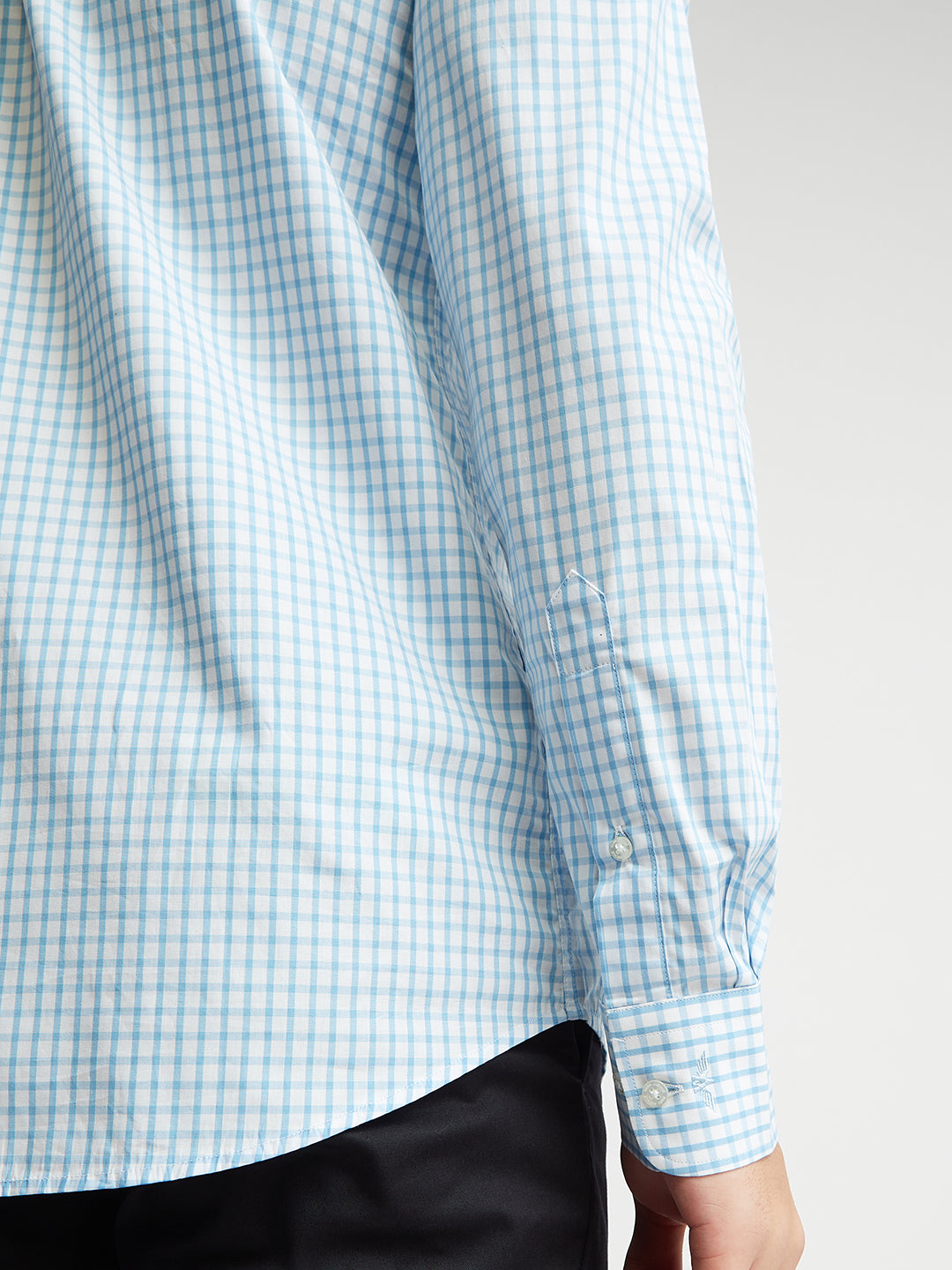 Park Avenue Blue Checks Slim Fit Cotton Formal Shirt