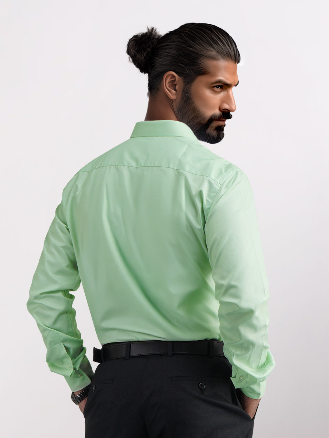 Park Avenue Green Structure Slim Fit Cotton Blend Formal Shirt