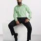 Park Avenue Green Structure Slim Fit Cotton Blend Formal Shirt