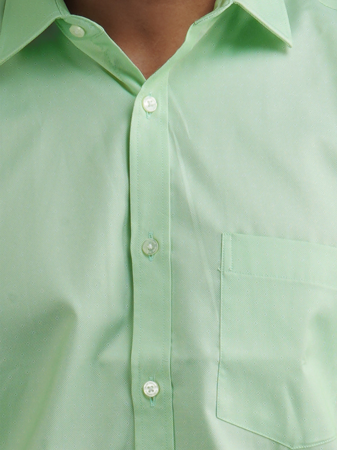 Park Avenue Green Structure Slim Fit Cotton Blend Formal Shirt