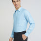 Park Avenue Blue Structure Slim Fit Cotton Blend Formal Shirt