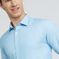 Park Avenue Blue Structure Slim Fit Cotton Blend Formal Shirt