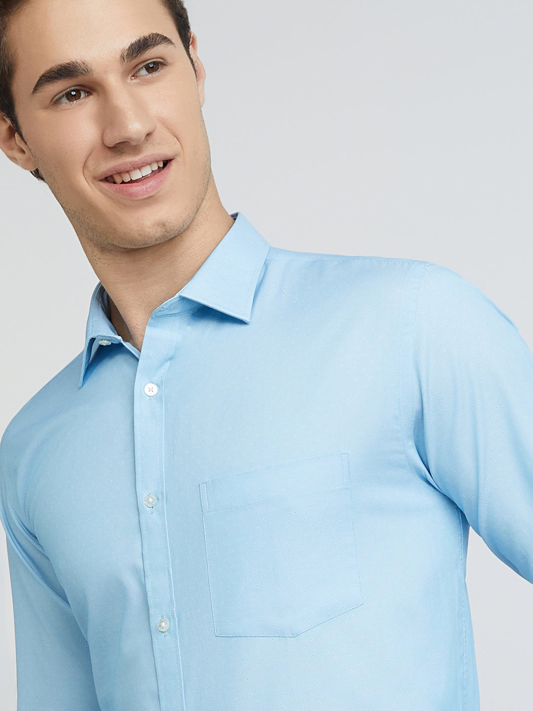 Park Avenue Blue Structure Slim Fit Cotton Blend Formal Shirt