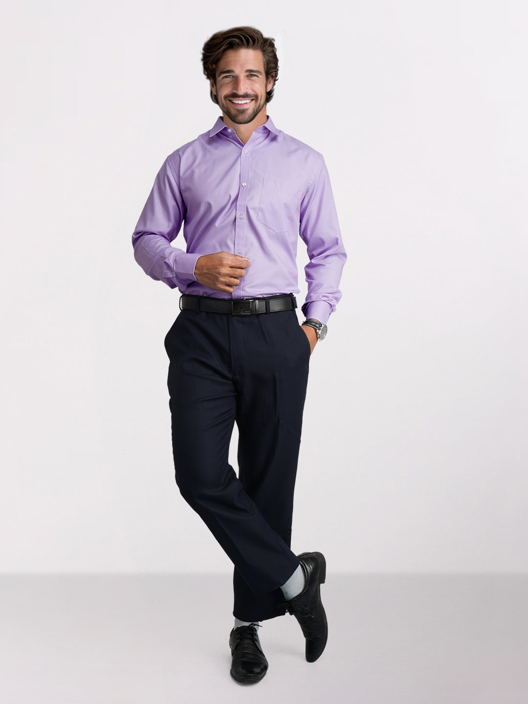 Park Avenue Purple Structure Slim Fit Cotton Blend Formal Shirt