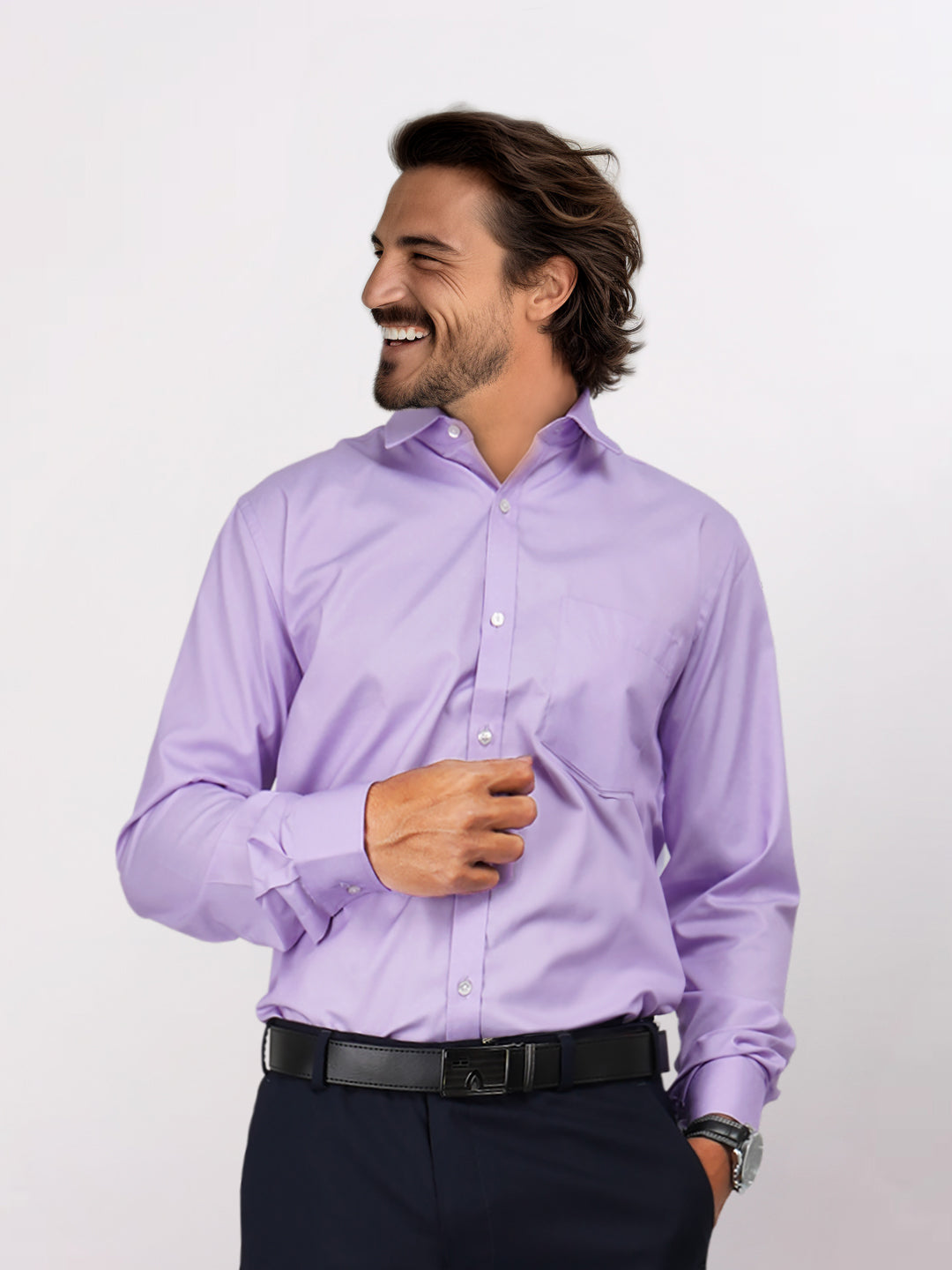 Park Avenue Purple Structure Slim Fit Cotton Blend Formal Shirt