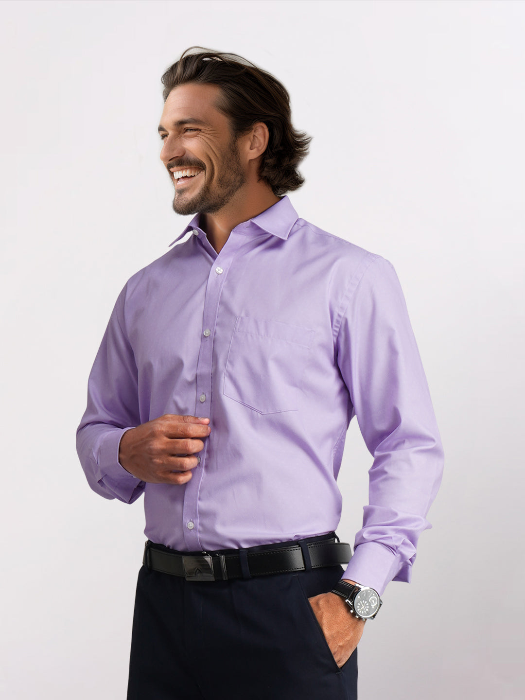 Park Avenue Purple Structure Slim Fit Cotton Blend Formal Shirt