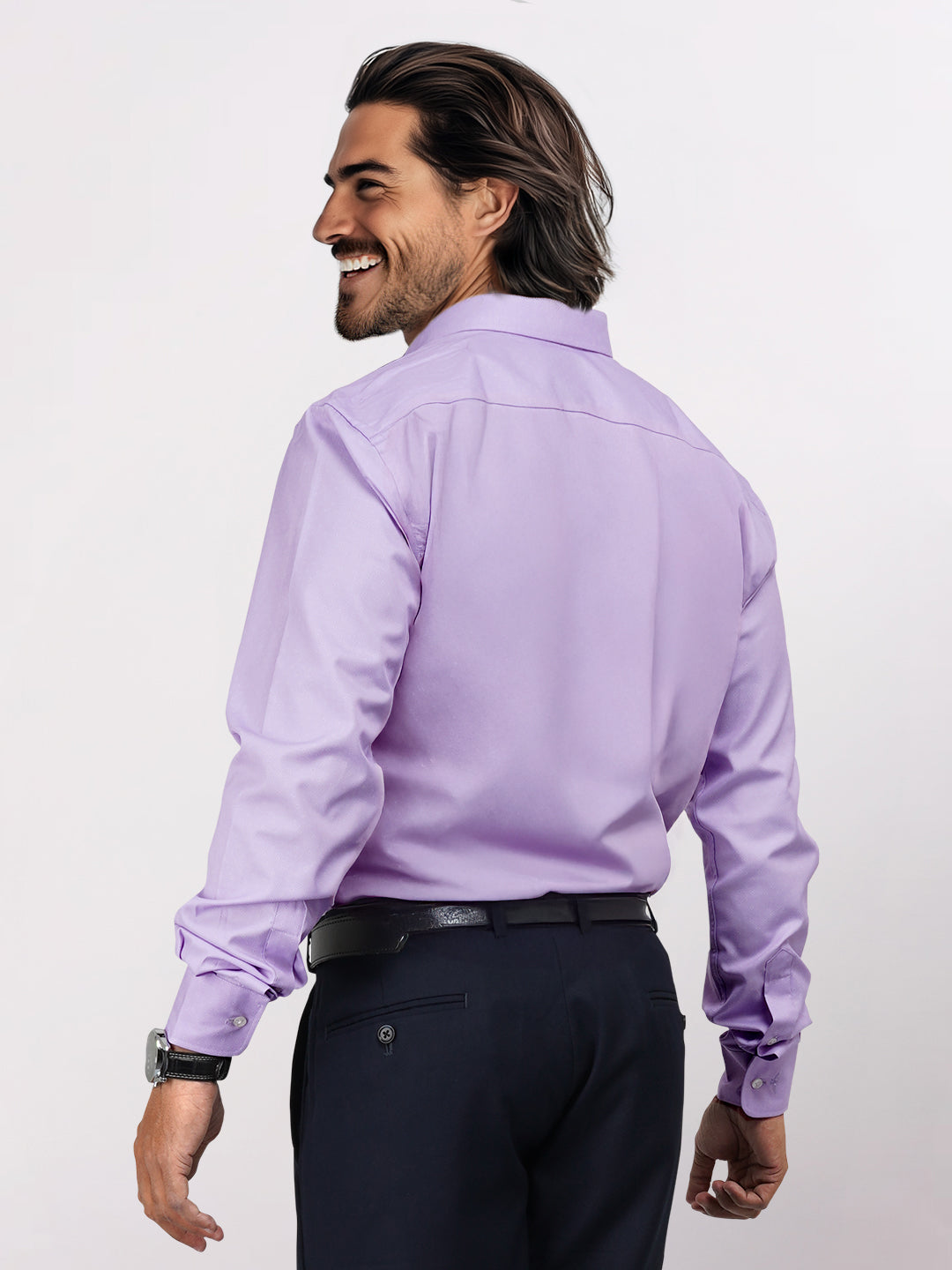 Park Avenue Purple Structure Slim Fit Cotton Blend Formal Shirt