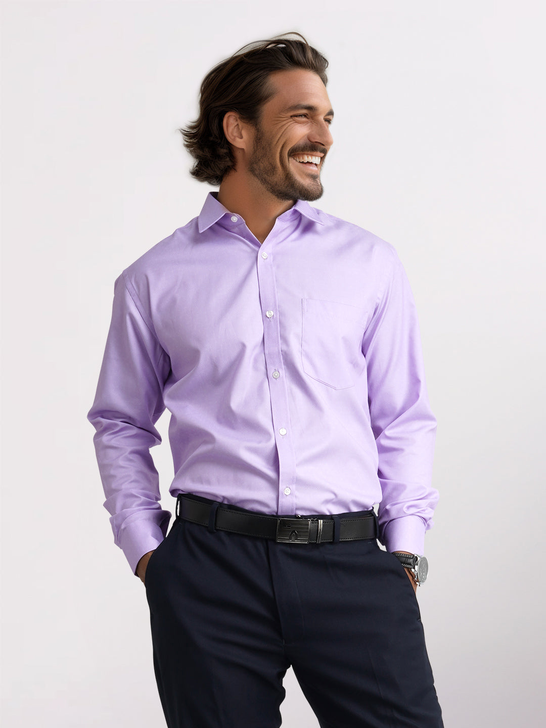 Park Avenue Purple Structure Slim Fit Cotton Blend Formal Shirt