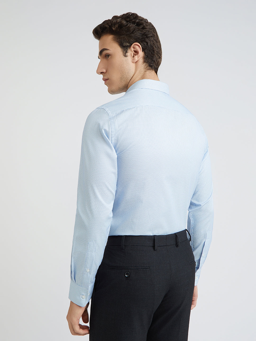 Park Avenue Blue Structure Slim Fit Cotton Blend Formal Shirt