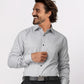 Park Avenue Men Grey Structured Slim Fit Cotton Blend Formal Shirt