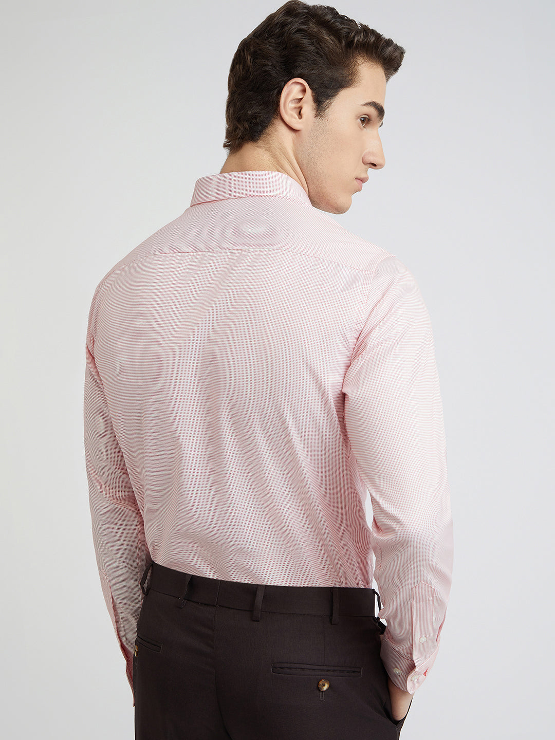 Park Avenue Men Pink Self Design Slim Fit Polyester Blend Formal Shirt