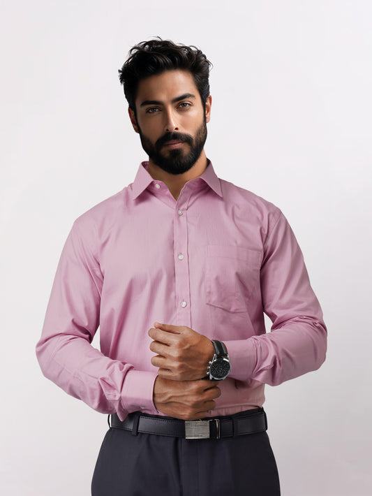 Park Avenue Pink Structure Slim Fit Full Sleeve Cotton Shirt