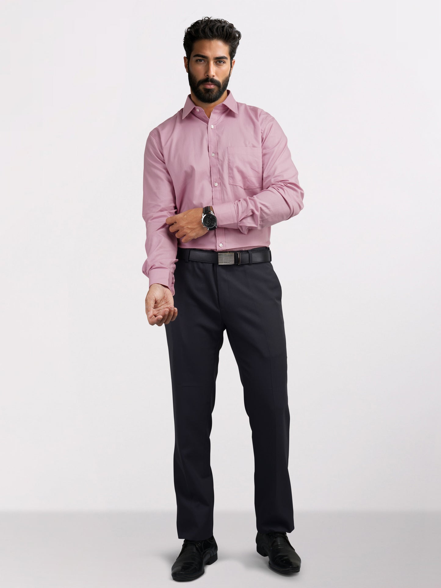 Park Avenue Pink Structure Slim Fit Full Sleeve Cotton Shirt