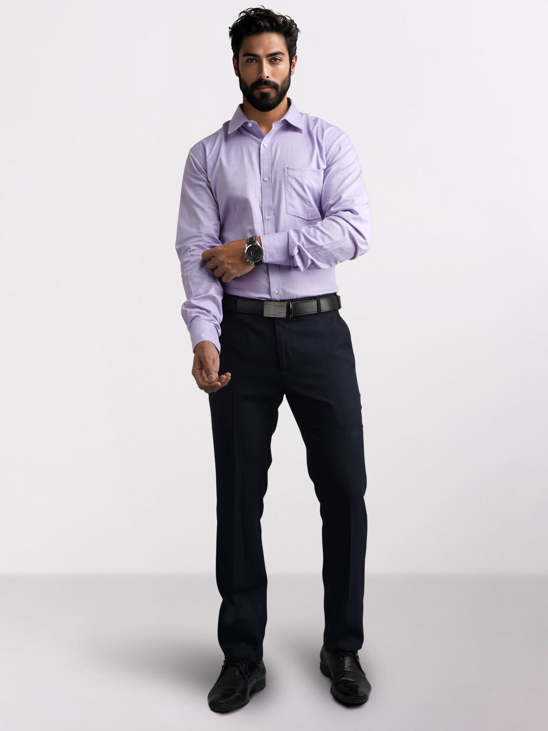 Park Avenue Purple Structure Slim Fit Cotton Formal Shirt