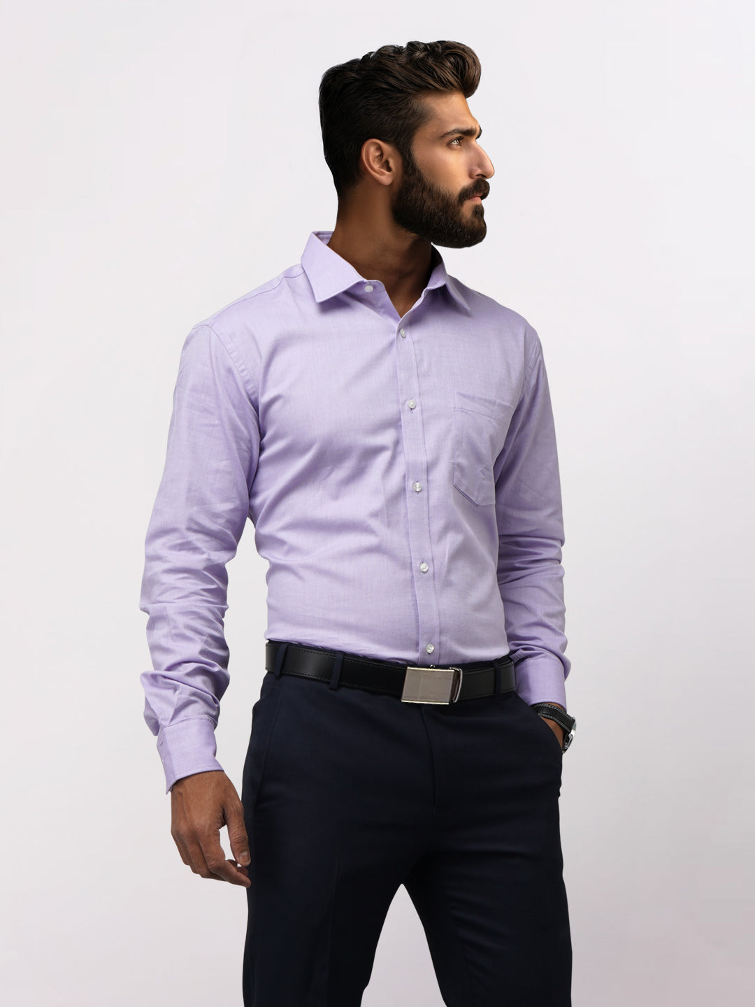 Park Avenue Purple Structure Slim Fit Cotton Formal Shirt