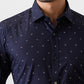 Park Avenue Men Blue Printed Slim Fit Cotton Shirt