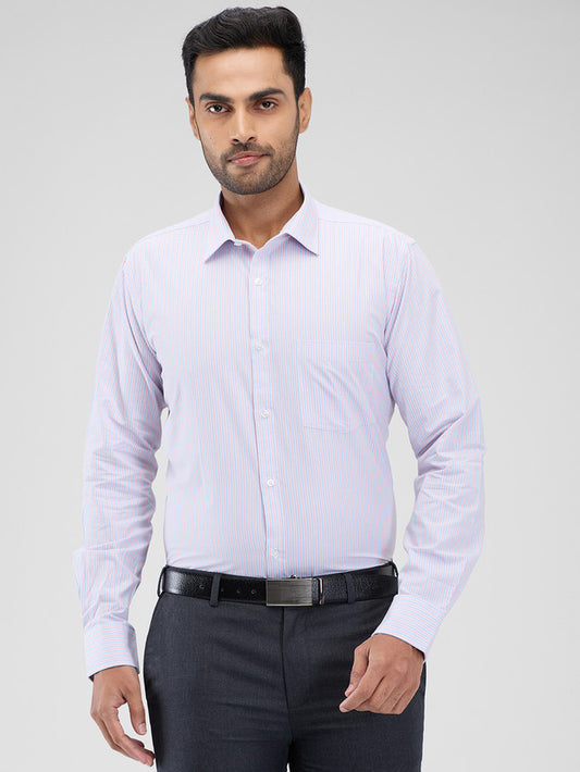 Park Avenue Blue Stripe Slim Fit Cotton Formal Shirt