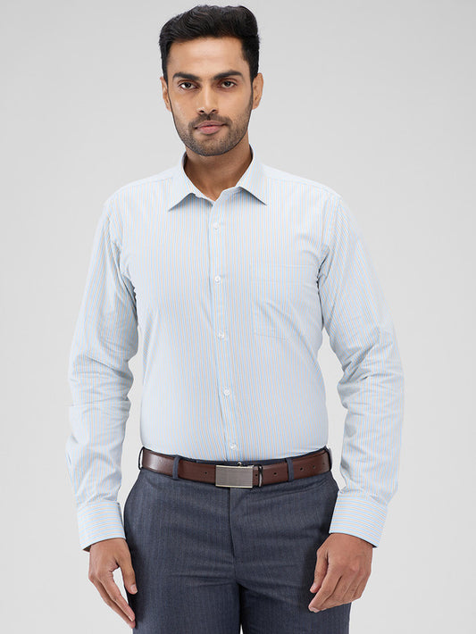 Park Avenue Blue Stripe Slim Fit Cotton Formal Shirt