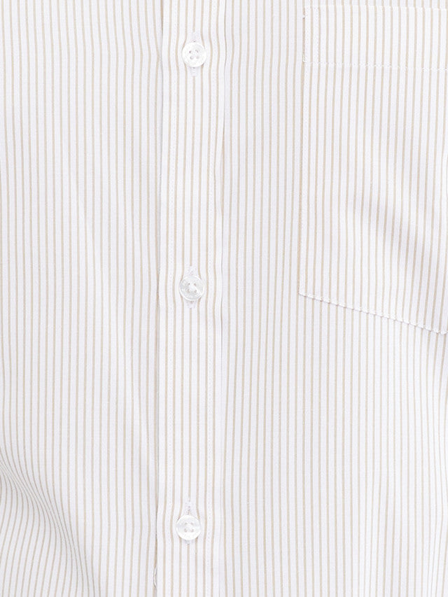 Park Avenue Brown Stripe Slim Fit Full Sleeve Cotton Blend Shirt