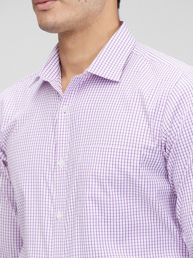 Park Avenue Purple Checks Slim Fit Full Sleeve Cotton Blend Shirt